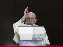 Pope Francis delivers the Angelus address on Sept. 18, 2022.