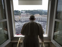 Pope Francis delivers the Angelus address on Oct. 23, 2022.