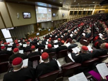The extraordinary consistory of cardinals meets at the Vatican's Synod Hall, Aug. 29, 2022.