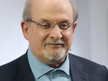 Salman Rushdie speaks at the Frankfurt Bookfair, Oct. 12, 2017.