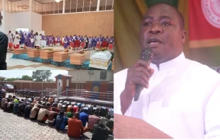 Father Solomon Zaku, pictured on the right, is the national director of the Pontifical Mission Societies in Nigeria and has called on the country’s government to ensure justice is applied in the trial of the suspects linked to the 2022 Pentecost Sunday attack on St. Francis Xavier Owo Catholic Parish in the Ondo Diocese, which claimed at least 50 lives. Credit: ACI Africa