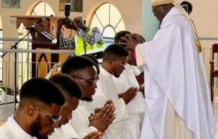 In his homily at the Sept. 13, 2025, diaconate ordination of nine Mill Hill Missionaries members, Bishop John Oballa Owaa of the Diocese of Ngong in Kenya lauded young members of the congregation for not allowing anything to stand in their way to evangelize. Credit: Mill Hill Missionaries