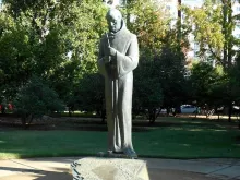 The statue of St. Junipero Serra outside the California State Capitol. 