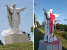 Sacred Heart of Jesus statue outside the Basilica of St. Lawrence, Asheville, North Carolina
