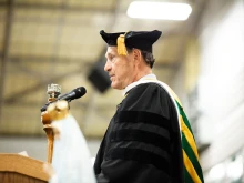 As part of the Jubilee of Justice, an evening event will be held at the Chancellery Palace in Rome featuring a colloquium with U.S. Supreme Court Justice Samuel Alito, pictured here delivering the 2024 commencement address at Franciscan University of Steubenville.
