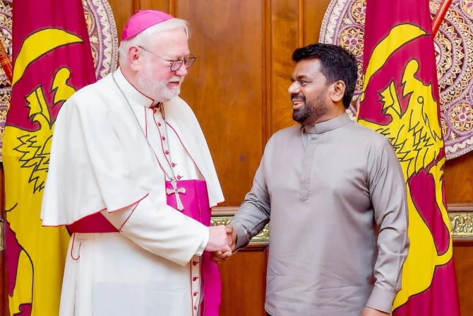 Archbishop Paul Richard Gallagher and Sri Lankan President Anura Kumara Dissanayake
