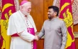 Archbishop Paul Richard Gallagher, the Vatican’s secretary for relations with states and international organizations, meets Sri Lankan President Anura Kumara Dissanayake at the Presidential Secretariat in Colombo on Nov. 4, 2025.