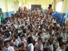 School assembly in Karnataka India. 