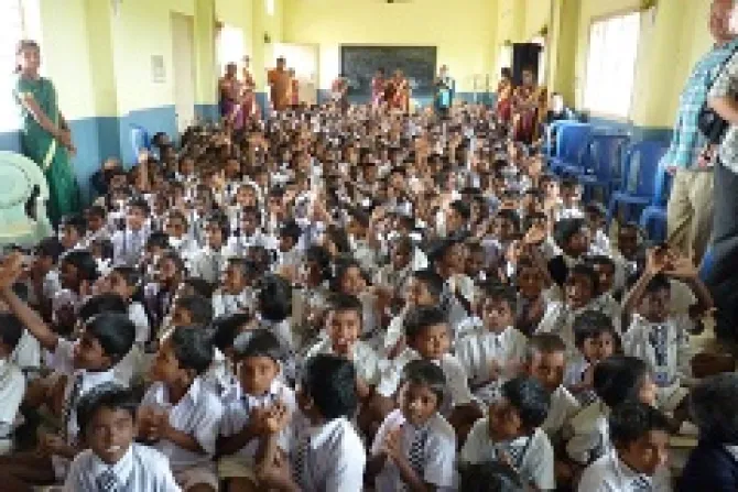 school assembly in Karnataka India world population day US Catholic News Credit Hillary Senour CNA 7 11 13