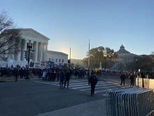 Groups gathered outside the Supreme Court on Wednesday, Dec. 1, ahead of oral arguments in the case Dobbs v. Jackson Women's Health.