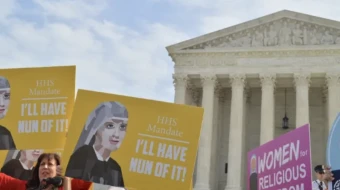 Religious sisters show their support for the Little Sisters of the Poor outside the Supreme Court, where oral arguments were heard on March 23, 2016, in the Zubik v. Burwell case against the HHS mandate.