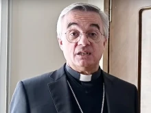 Bishop Valerio Lazzeri speaking in a video message for Easter, April 2022