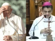Pope Francis (left); Bishop Rolando Álvarez (right)