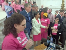 Planned Parenthood hosts a rally for funding abortion for Medicaid recipients on the state capitol's steps in January.