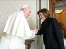 Pope Francis meets with House Speaker Nancy Pelosi at the Vatican, Oct. 9, 2021