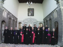 Cardinal Leonardo Sandri (front row, sixth from left) with Syrian Catholic Church leaders.
