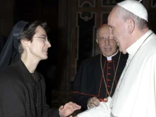 Sr. Raffaella Petrini meets Pope Francis.