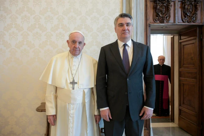 Pope Francis receives Croatia’s President Zoran Milanović at the Vatican, Nov. 15, 2021