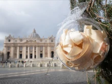 St. Peter’s Basilica, seen through the Vatican’s Christmas tree.
