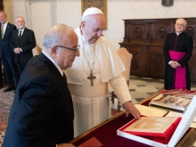 Pope Francis meets with the Order of Malta's Fra' Marco Luzzago on June 25, 2021.