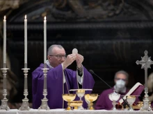 Cardinal Pietro Parolin celebrates Mass for Peace in Ukraine at St. Peter’s Basilica, March 16, 2022.
