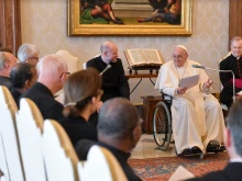 Pope Francis meets with members of the Anglican-Roman Catholic International Dialogue Commission (ARCIC) at the Vatican, May 13, 2022.