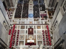 Pope Francis attends the funeral Mass of Cardinal Angelo Sodano in St. Peter’s Basilica, May 31, 2022.
