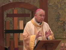 Archbishop José Gomez delivers the homily at a special Mass at the Cathedral of Our Lady of the Angels amid burning fires in Los Angeles on Thursday, Jan. 9, 2025.