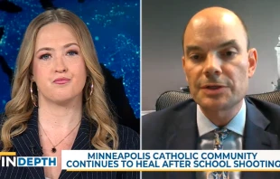 Jason Adkins, the executive director of the Minnesota Catholic Conference, speaks to “EWTN News In Depth” anchor Catherine Hadro on the shooting at Annunciation Catholic Church in Minneapolis, Friday, Sept. 5, 2025. “Almost everyone ... in our Catholic community has a connection to Annunciation,” he said. Credit: “EWTN News In Depth.”/Screenshot