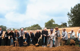 Richmond Bishop Barry Knestout (center) joins community leaders including U.S. Sen. Tim Kaine, D-Virginia (fifth from left), at a groundbreaking ceremony for Greenway Village at St. Elizabeth Parish in Richmond, Virginia, on Sunday, Sept. 21, 2025. Credit: Mary Romanello/Romanello Photography