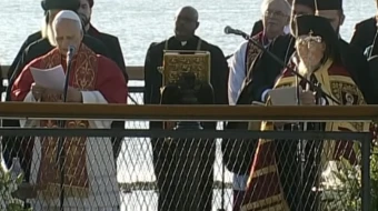 Pope Leo XIV and Ecumenical Patriarch Bartholomew I of Constantinople at an ecumenical event marking the 1,700th anniversary of Nicene Creed, in Iznik, Turkey, on November 28th, 2025.