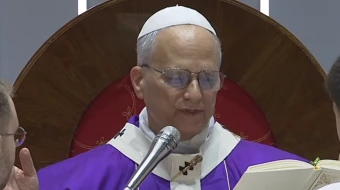 Pope Leo XIV celebrates Mass at the Volkswagen Arena in Istanbul, Turkey, on November 29, 2025.