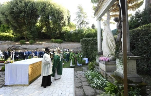 Pope Leo XIV celebrates Mass for the Care of Creation at Castel Gandolfo on Wednesday, July 9, 2025. Credit: Vatican Media