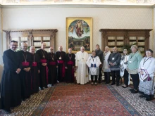 An Inuit delegation from Canada meets Pope Francis at the Vatican, March 28, 2022.