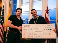 Francisco Cornejo of Storybook is awarded the grand prize at “Catholic Shark Tank.”