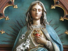 A statue depicting the Immaculate Heart of Mary in the parish church of St. Nicholas in Krapina, Croatia.