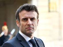 French President Emmanuel Macron during a meeting with Governor of Spain at the Elysee Presidential Palace in Paris on March 21, 2022.