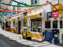A street in the Mouraria district of Lisbon, Portugal.