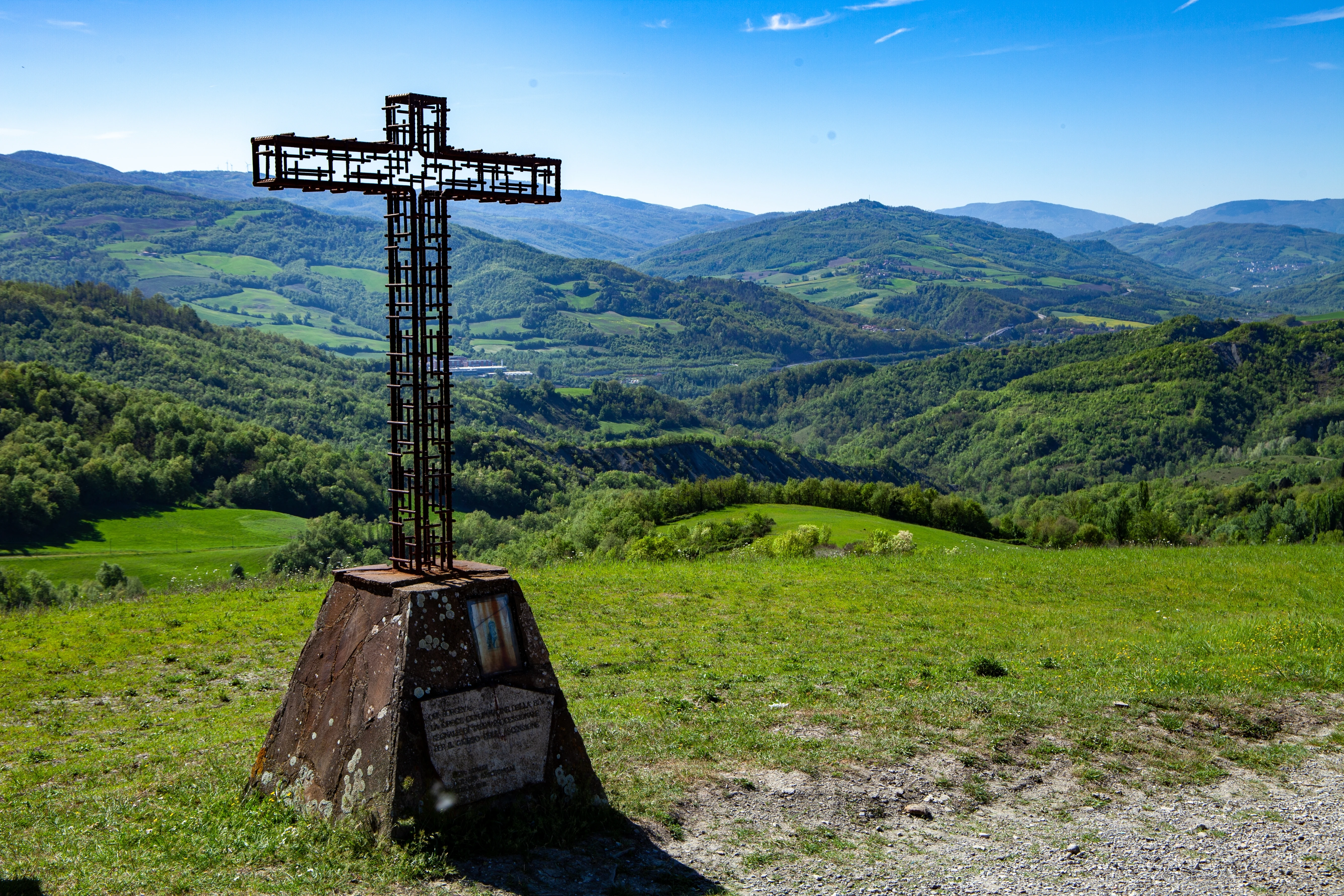 A cross stands in Montse Sole Historical Park in memorial of the victims of the massacres carried out there by Nazis in 1944.?w=200&h=150