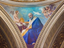 The fresco of St. Leo the Great, doctor of the Church, in the cupola of the Church of St. Maximus of Turin, Italy.