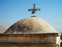 The dome of a church profained by IS in the Christian city of Qaraqoosh, Nov. 2016. 
