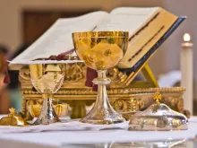 Altar set for the celebration of Mass. Via Shutterstock