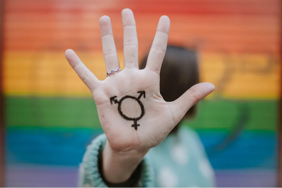 Woman with transgender symbol on her hand.?w=200&h=150