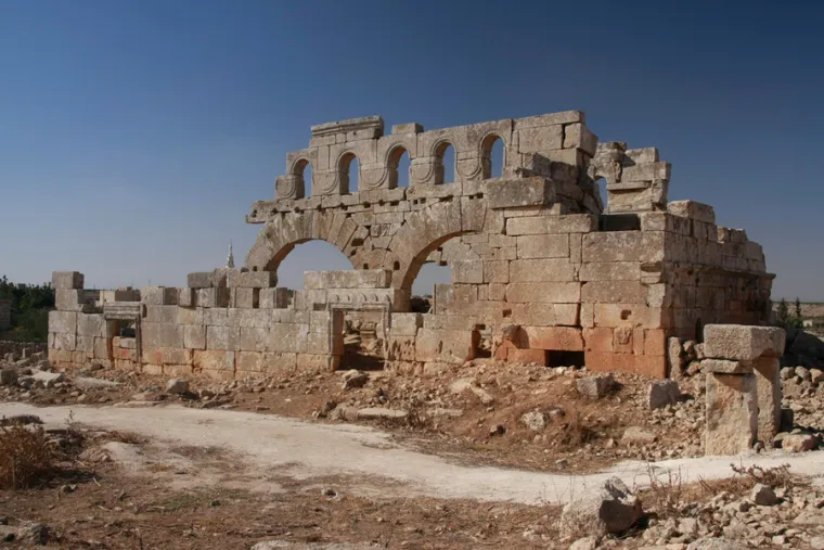 Ancient church in Brad, Syria, before bombing of the site in March 2018. Via Shutterstock.
