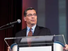 California Attorney General Xavier Becerra speaks after receiving the Leadership Ally Award from Equality California for his support of the LGBTQ community. 