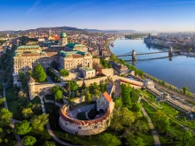 The Hungarian capital Budapest at sunrise.