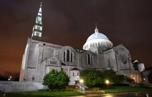 Basilica of the National Shrine of the Immaculate Conception at night in Washington, DC.   Shutterstock