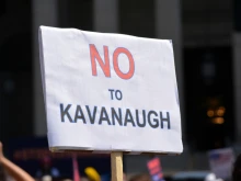 People protesting the Supreme Court nominee Brett Kavanaugh at a rally in Foley Square in Lower Manhattan. 