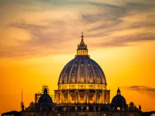 St. Peter's Basilica, Vatican City, at sunset. 