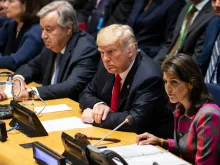 US President Donald Trump, Ambassador Nikki Haley at the United Nations, Sept. 2018. 